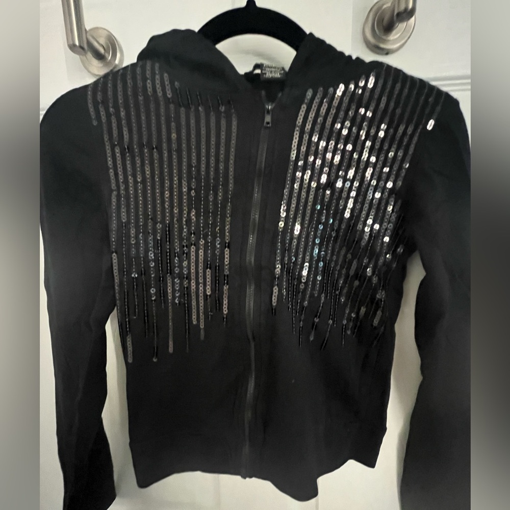 Stunning Black Zip up with Sequin Embellishments🖤